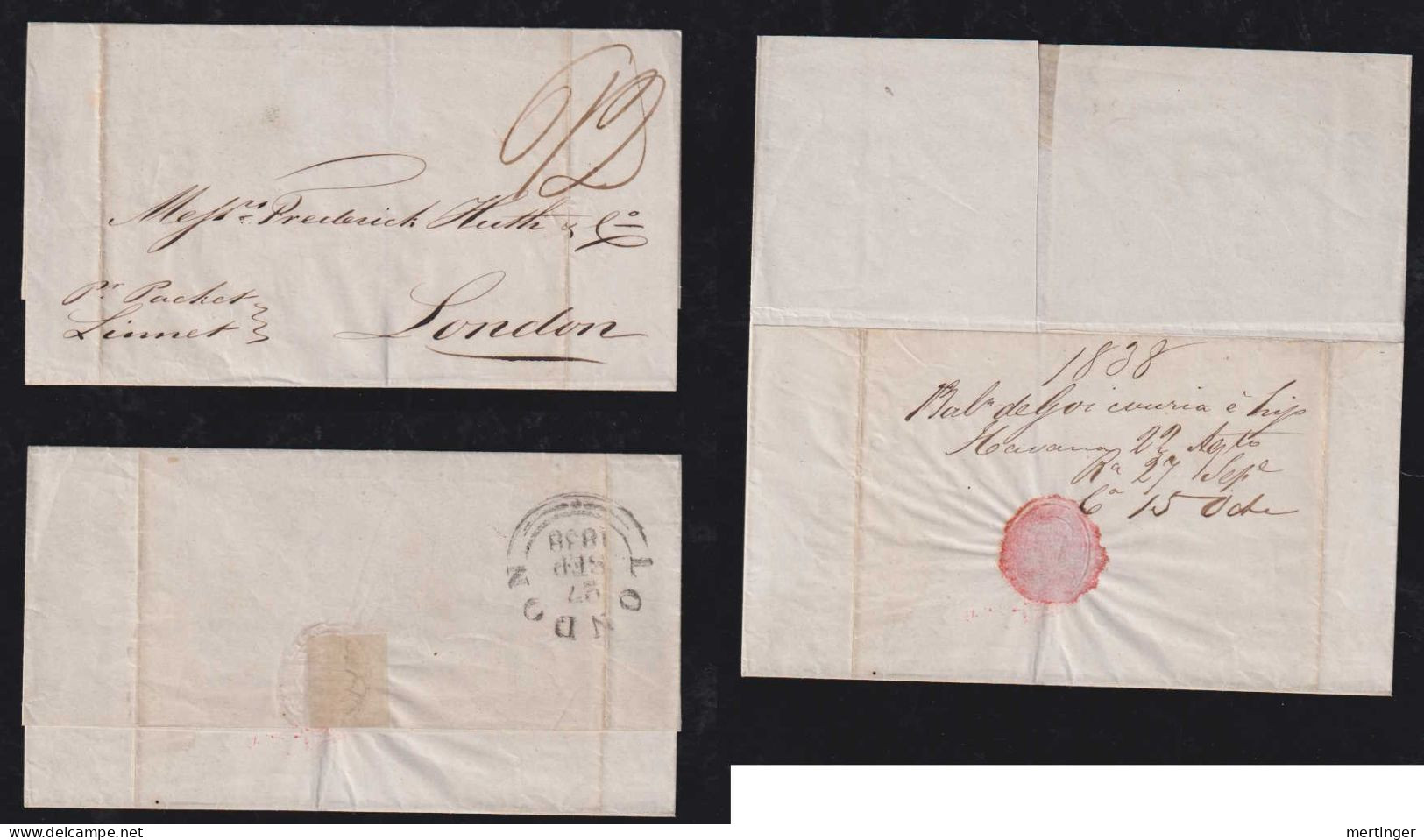 Kuba Cuba 1839 Entire Cover HABANA X LONDON England By Packet - Prefilatelia