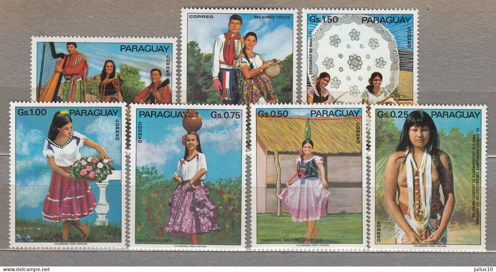 Paraguay 1973 National Costumes Music Instruments Mi 2518-2524 MNH(**) #34085 - Paraguay