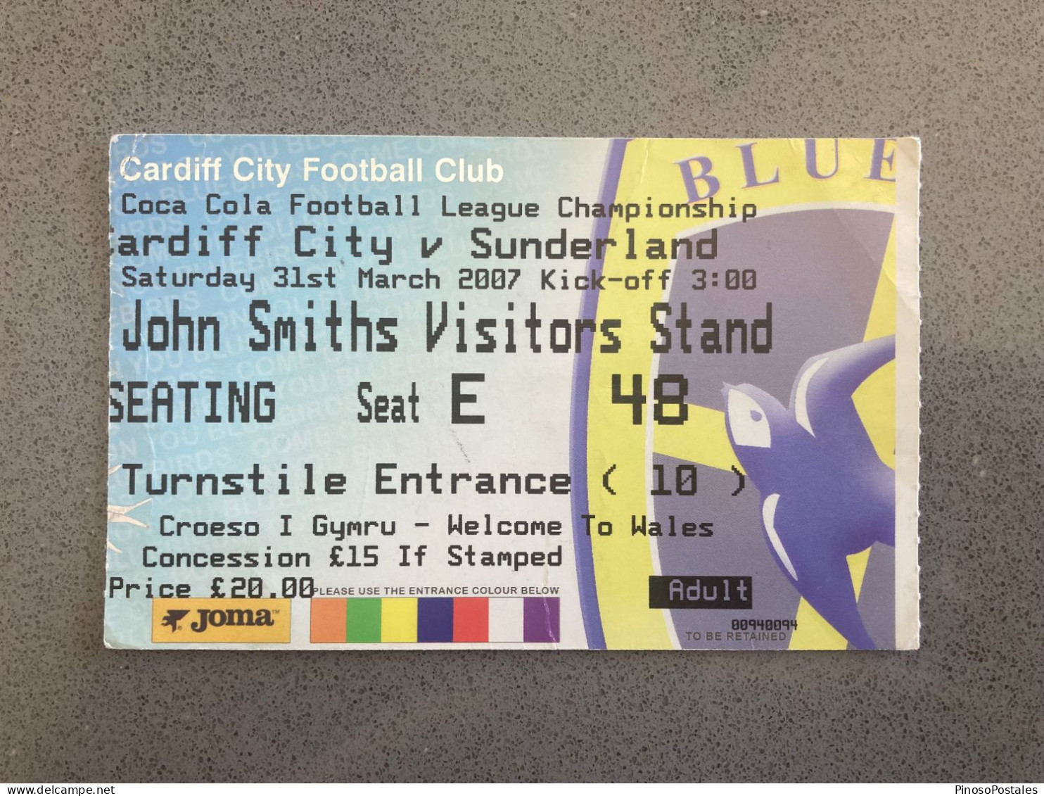 Cardiff City V Sunderland 2006-07 Match Ticket - Eintrittskarten