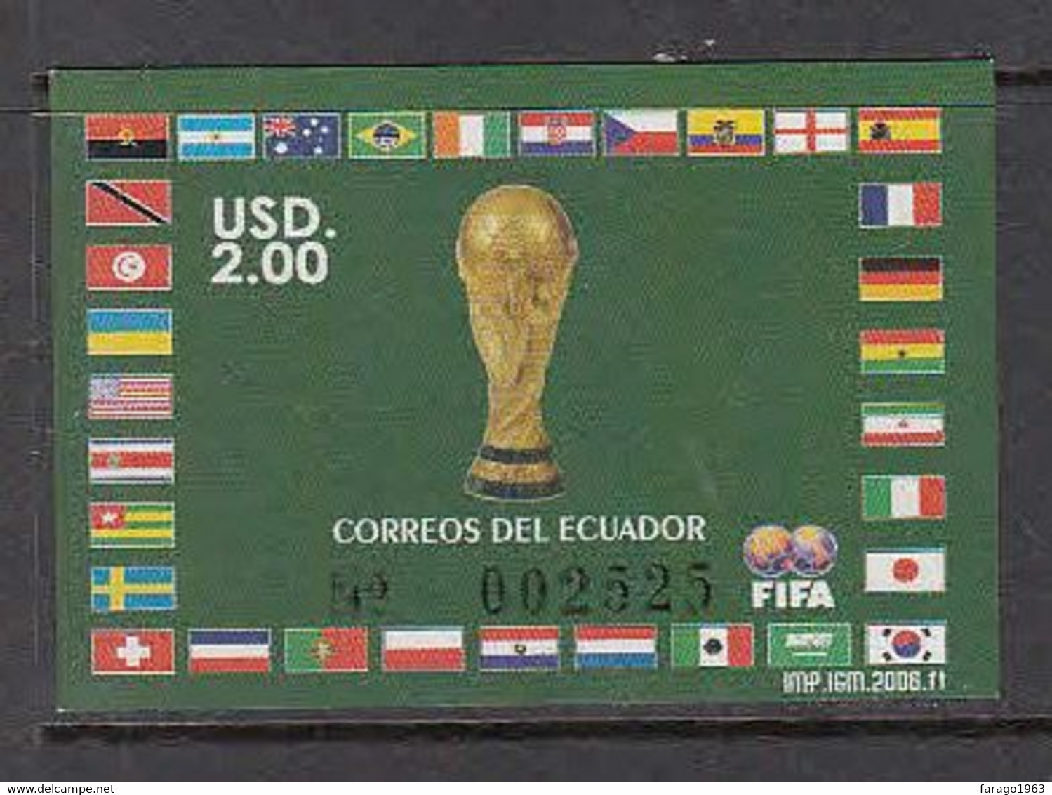 2006 Ecuador World Cup Football Flags  Souvenir Sheet MNH - Ecuador