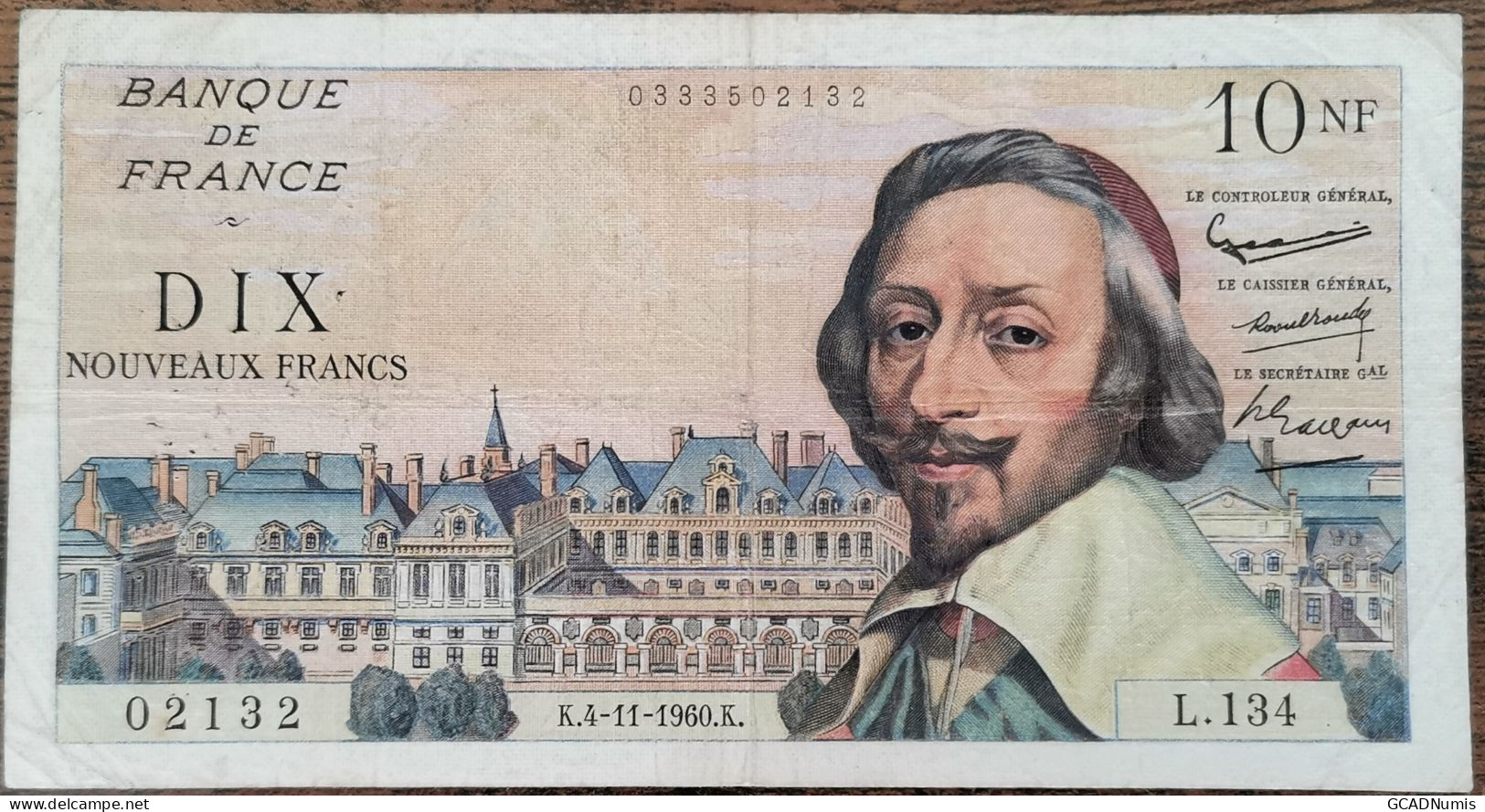 Billet 10 Nouveaux Francs RICHELIEU 4 - 11 - 1960 France L.134 - 10 NF 1959-1963 ''Richelieu''