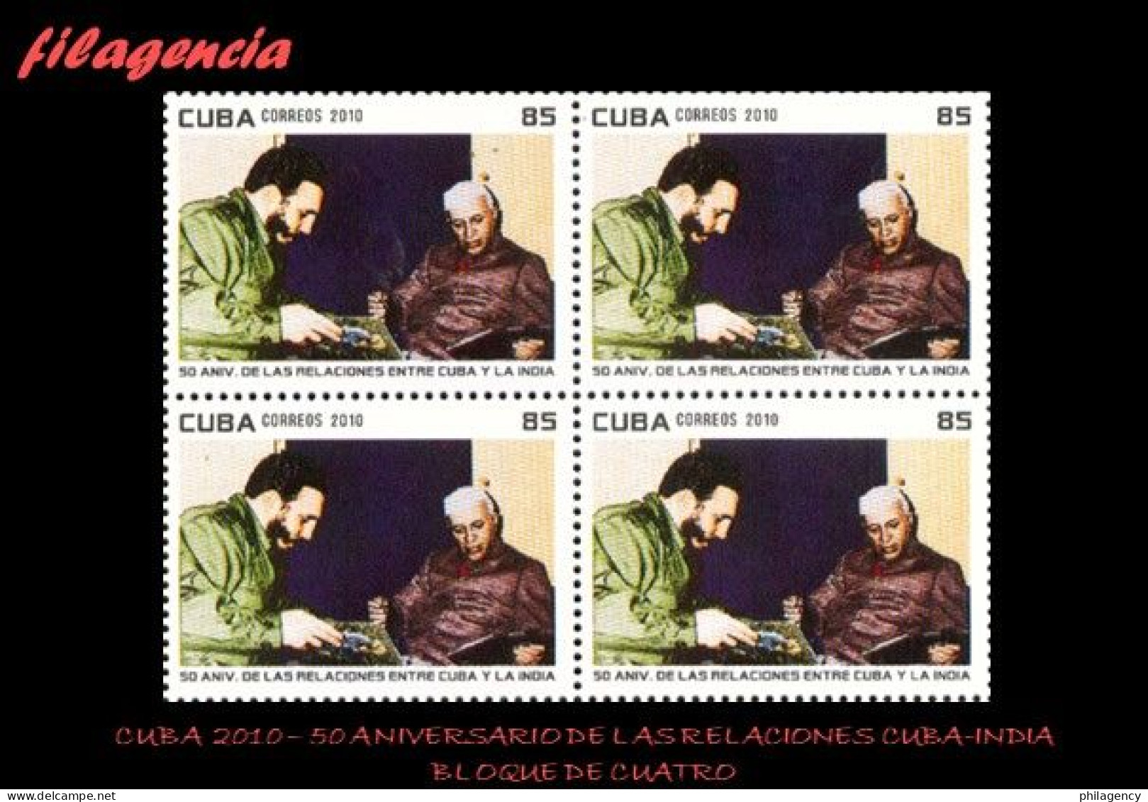 CUBA. BLOQUES DE CUATRO. 2010-07 50 ANIVERSARIO DE LAS RELACIONES DIPLOMÁTICAS CUBA-INDIA - Unused Stamps