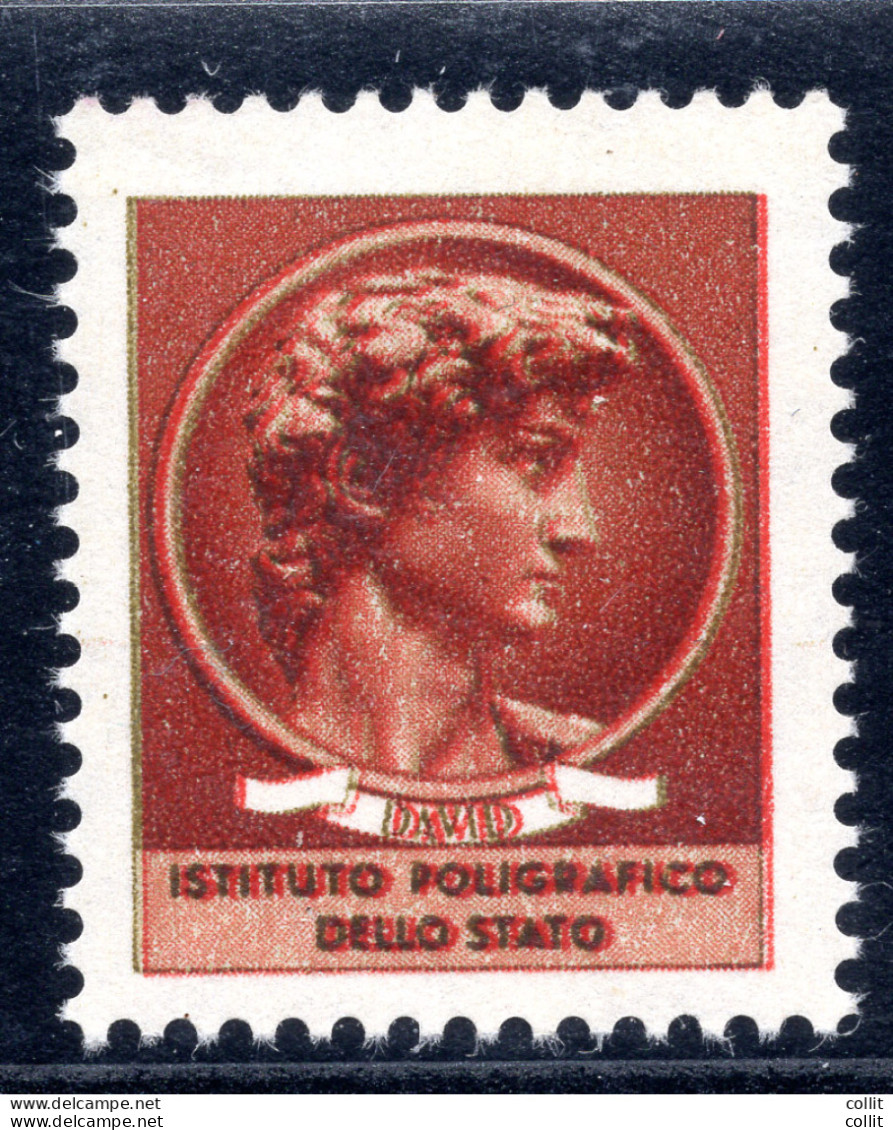 Testa Del David Di Michelangelo - Prova Stampata In Color Rosso Mattone - Varietà E Curiosità
