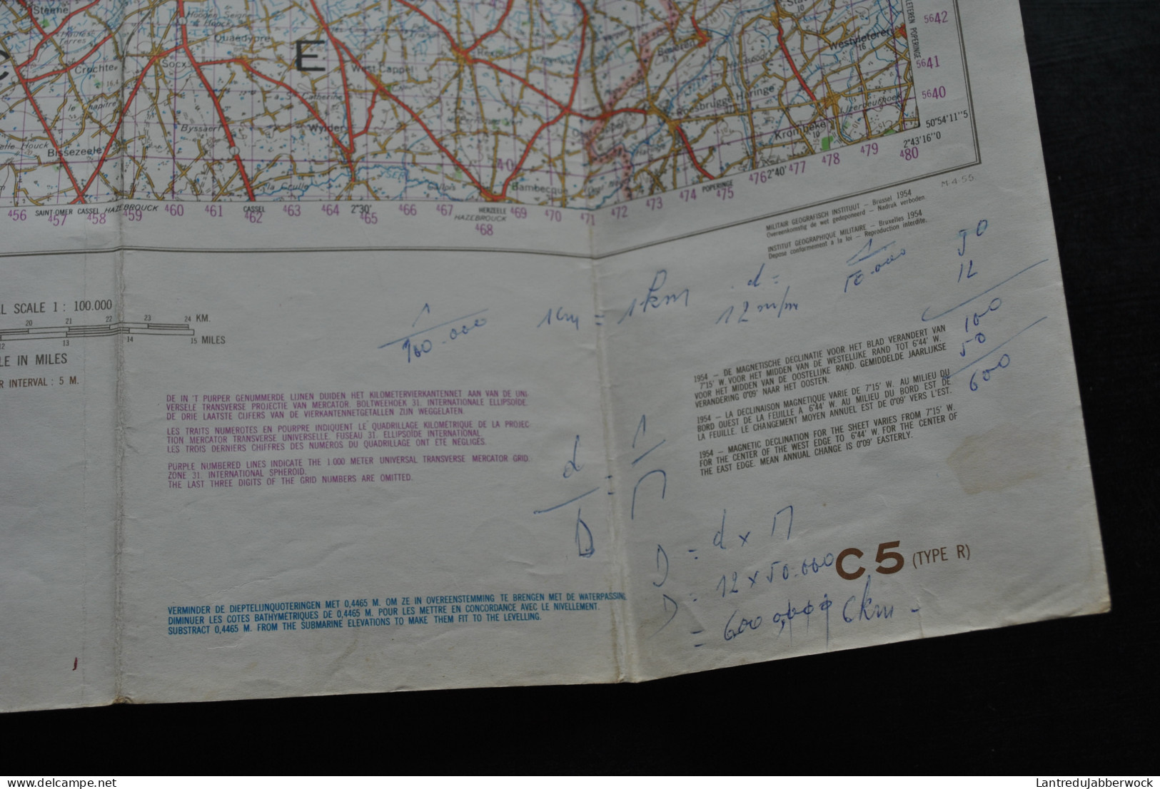 Carte VEURNE C15 1954 Institut Geographique Militaire Topographique DE PANNE Wulveringem Leisele Izenberge Houtem Oeren - Cartes Topographiques