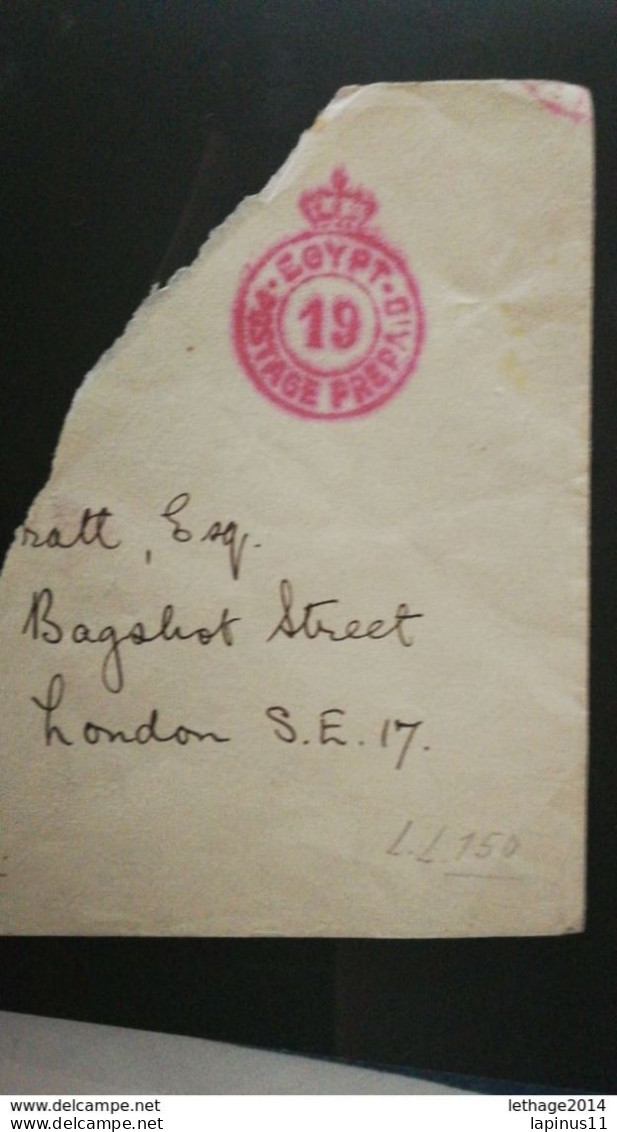 EGYPTE EGITTO مصر EGYPT FRAGMANT COVER TO ENGLAND - 1915-1921 Protettorato Britannico