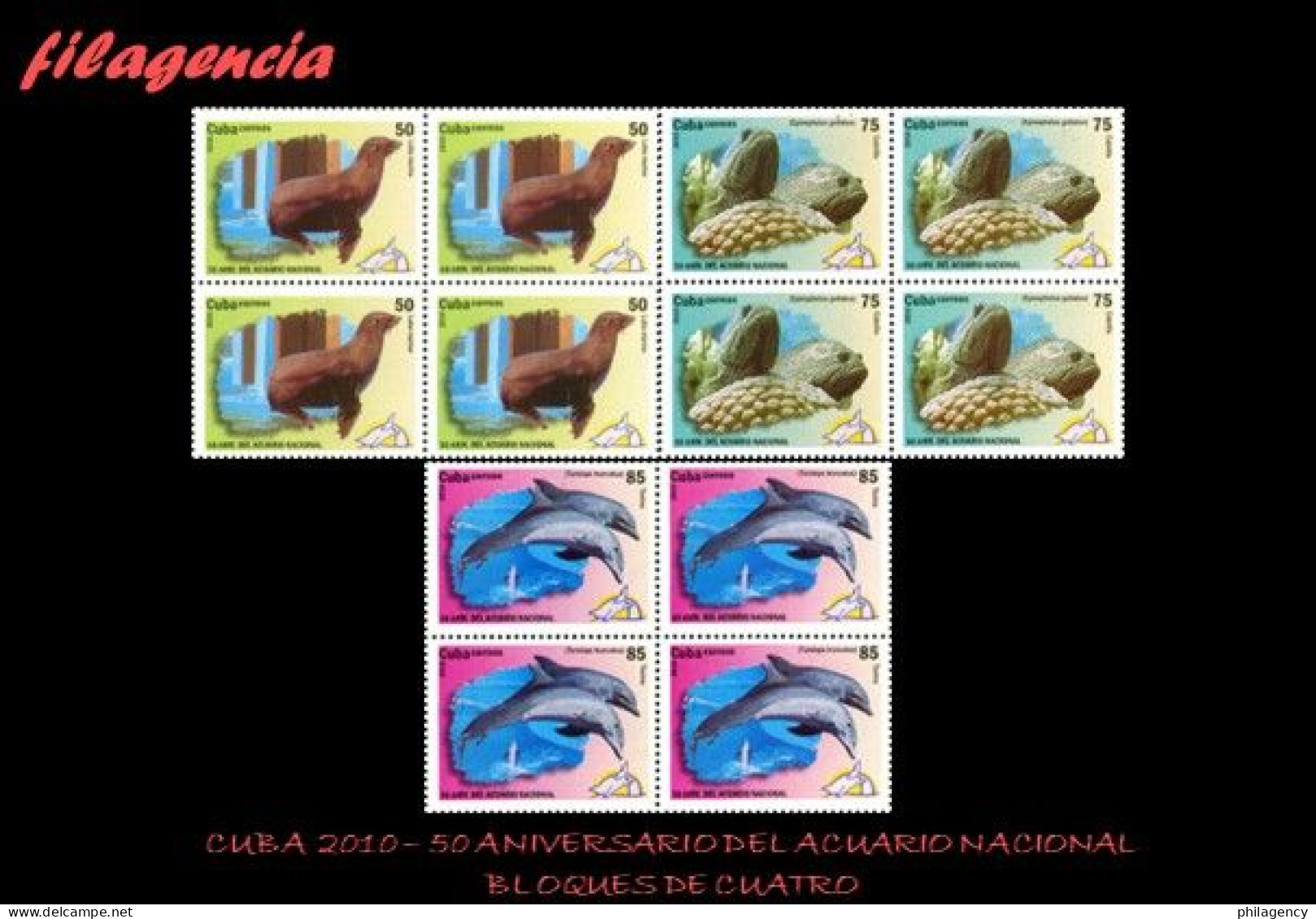 CUBA. BLOQUES DE CUATRO. 2010-08 50 ANIVERSARIO DEL ACUARIO NACIONAL. FAUNA MARINA. PECES - Ongebruikt