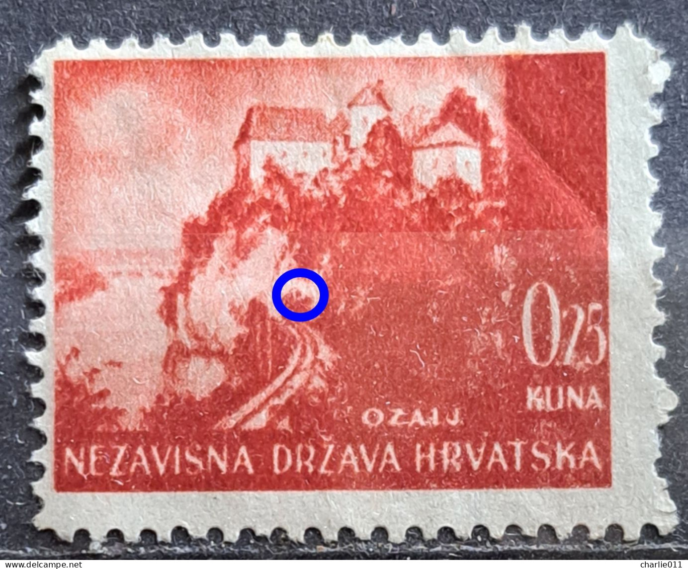 LANDSCAPES - 0.25 K-OZALJ-ERROR RARE-NDH-CROATIA-1941 - Croazia