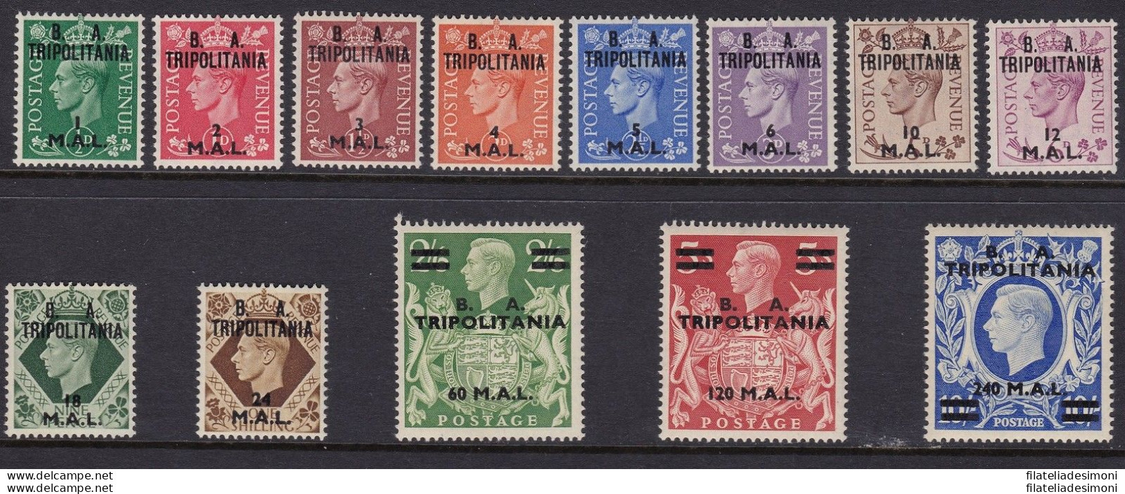 1950 BA TRIPOLITANIA, SG T 14/26  13 Valori  MNH/** - Sonstige & Ohne Zuordnung