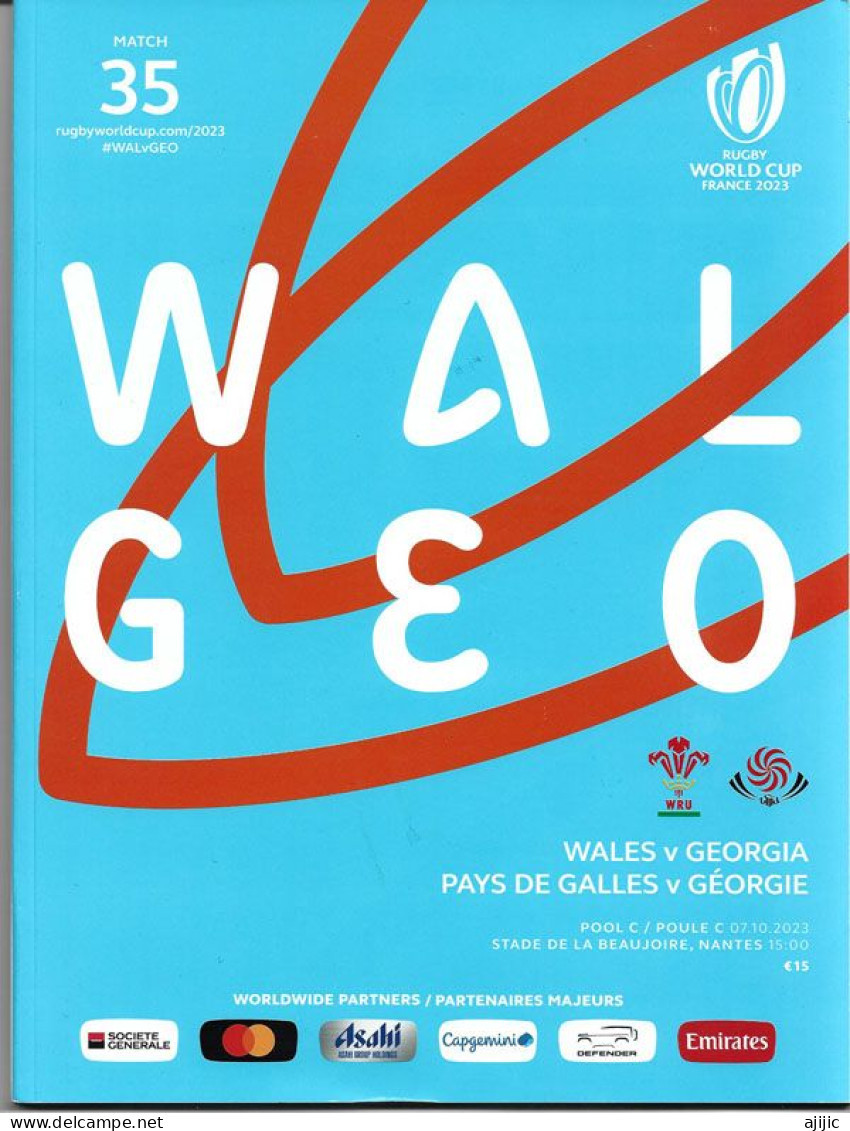 RUGBY WORLD CUP 2023. FRANCE.  MATCH WALES V GEORGIA. Luxuous Book 100 Pages Colors - Rugby