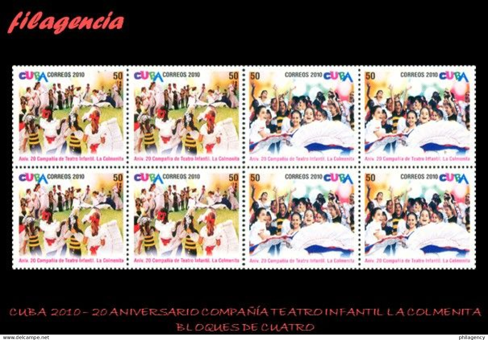 CUBA. BLOQUES DE CUATRO. 2010-09 20 ANIVERSARIO DE LA COMPAÑÍA DE TEATRO INFANTIL LA COLMENITA - Unused Stamps