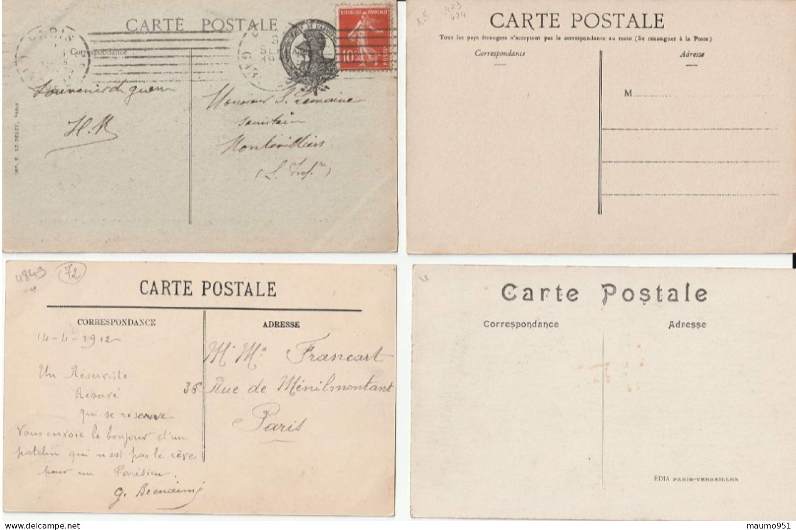 Lot De 4 Cartes MILITARIA 1914 - Belles CPA - Collections & Lots