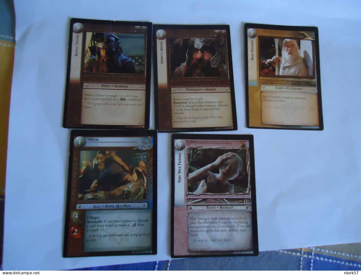 TRADING CARDS CINEMA   THE LORD OF THE RINGS 5 CARDS - El Señor De Los Anillos