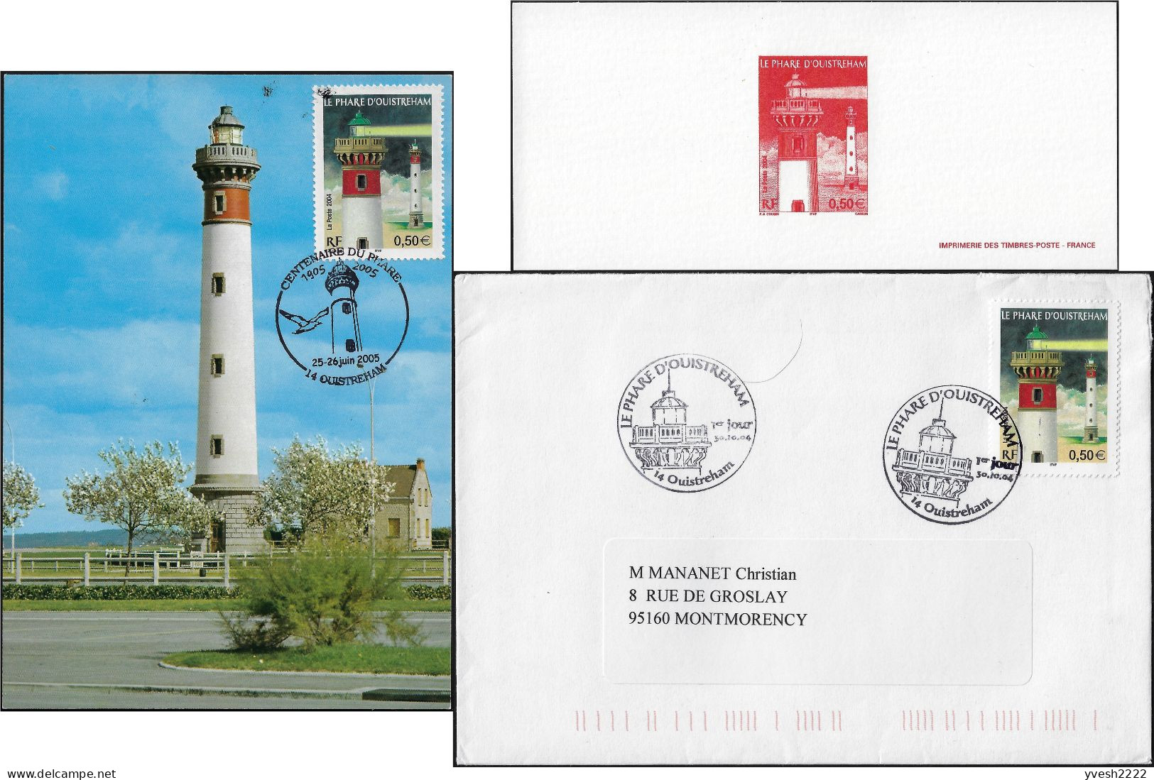 France 2004-2005 Y&T 3715, Feuillet De Luxe, Carte Maximum, Oblitération 1er Jour. Phare D'Ouistreham - Lighthouses