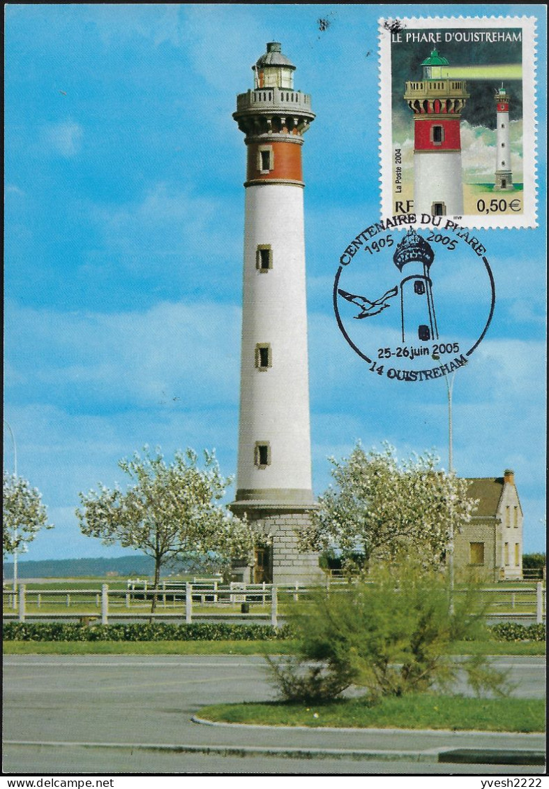 France 2004-2005 Y&T 3715, Feuillet De Luxe, Carte Maximum, Oblitération 1er Jour. Phare D'Ouistreham - Faros