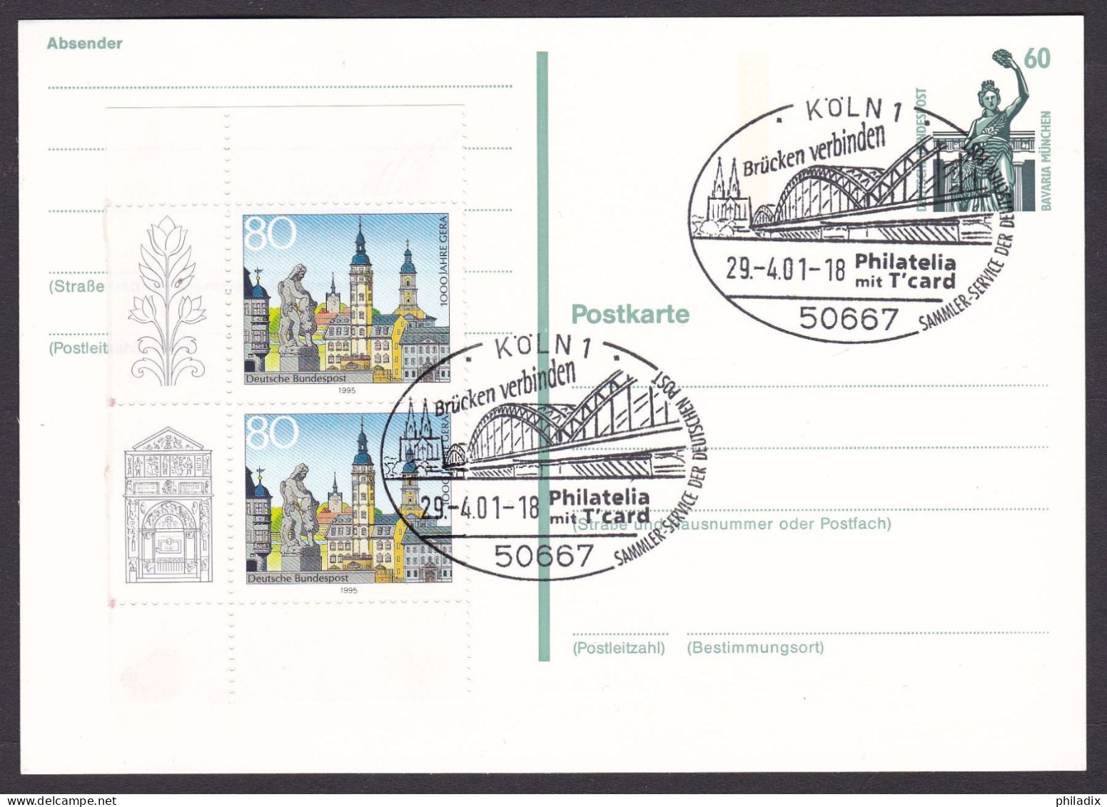 # BRD Postkarte 1989 Sehenswürdigkeiten Mit Zusatzfrankatur Und Sonderstempel (PGB-4) - Postkarten - Gebraucht