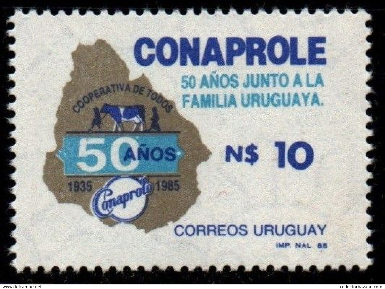 1986 Uruguay Conaprole 50th Anniv Dairy Industry Milk #1189 ** MNH - Uruguay