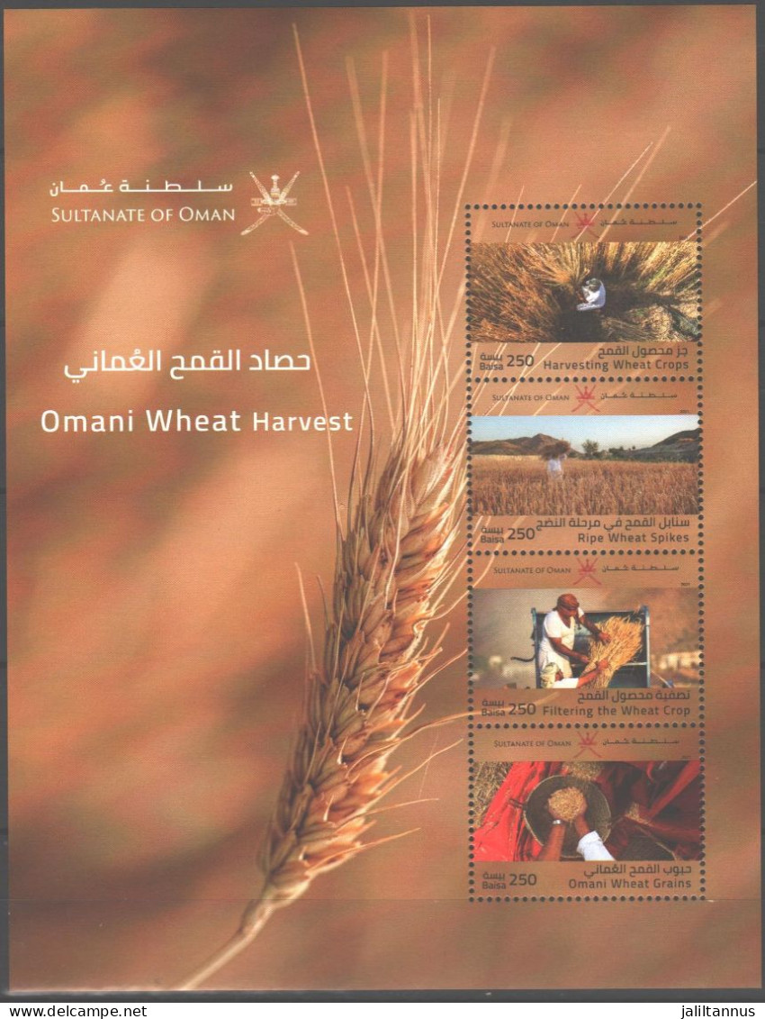 SULTANATE OF OMAN-2021 Omani Wheat Harvest SHEET OF4+MS STAMPS - Oman