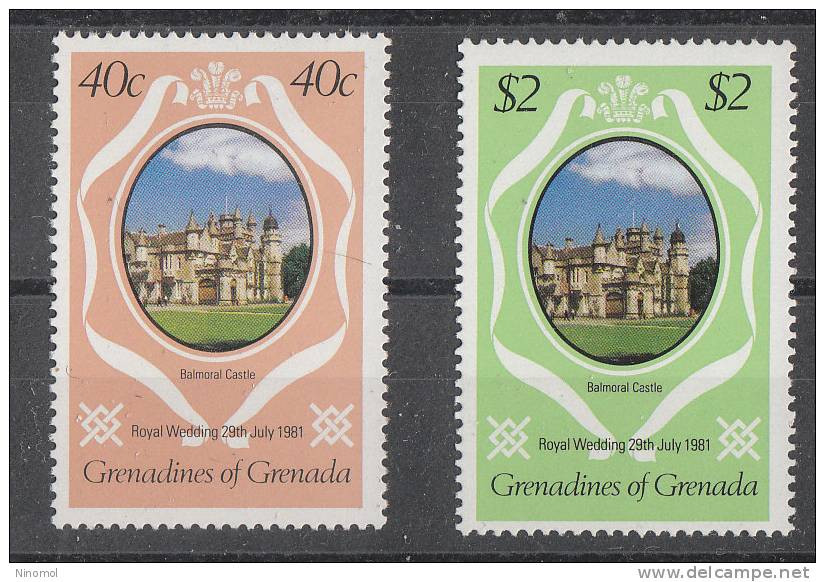 Grenadine  Grenada   -   1981.  Balmoral Castle,  I Due Valori  Di Colore Diverso. Two Different Colours.  MNH - Schlösser U. Burgen