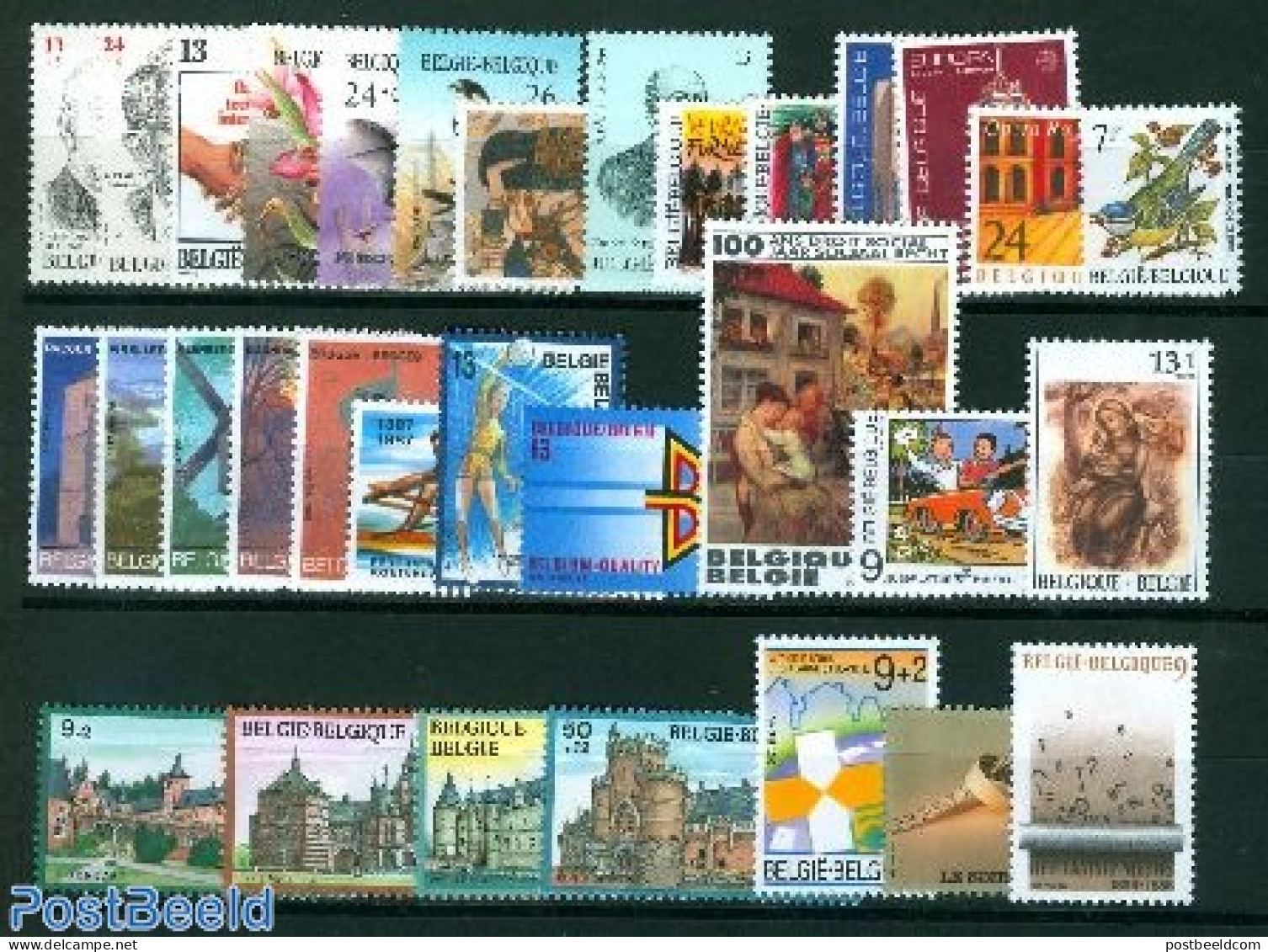 Belgium 1987 Yearset 1987, Complete, 32v, Mint NH, Various - Yearsets (by Country) - Neufs
