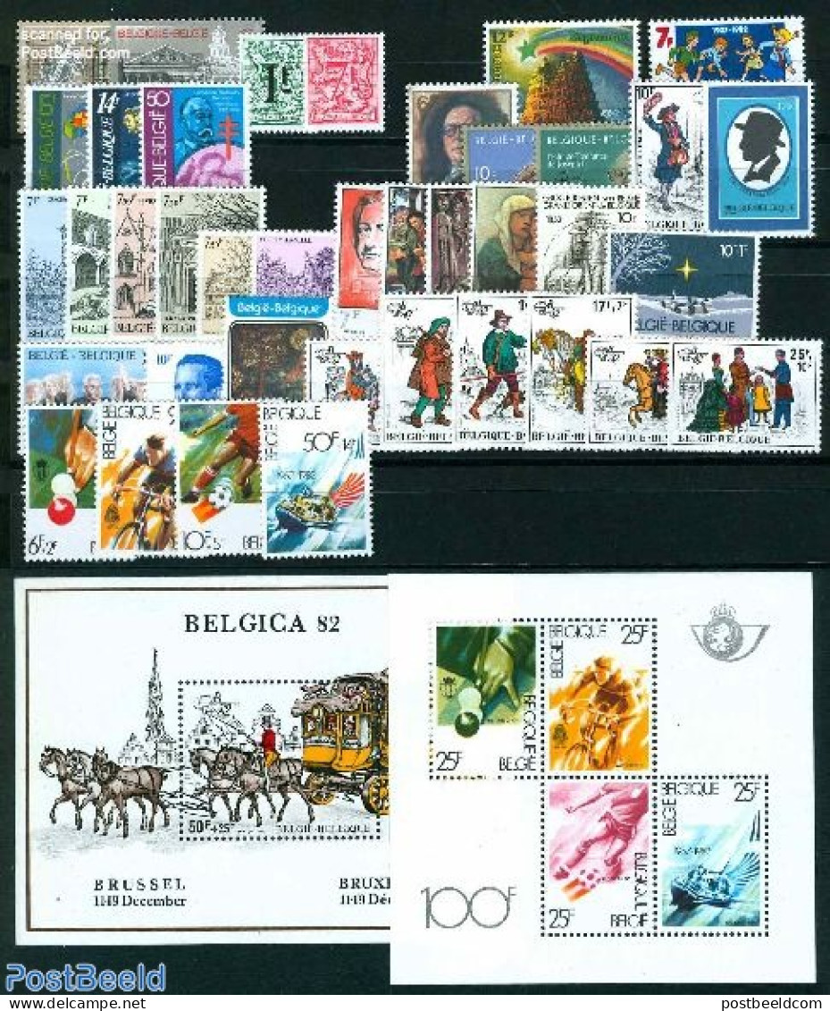 Belgium 1982 Yearset 1982, Complete, 39v + 2 S/s, Mint NH, Various - Yearsets (by Country) - Unused Stamps