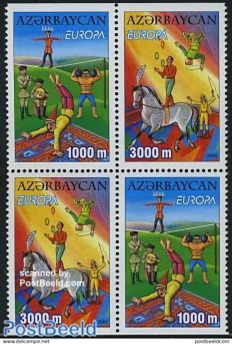 Azerbaijan 2002 Europa 2x2v [+], Mint NH, History - Nature - Performance Art - Europa (cept) - Horses - Circus - Music - Circus