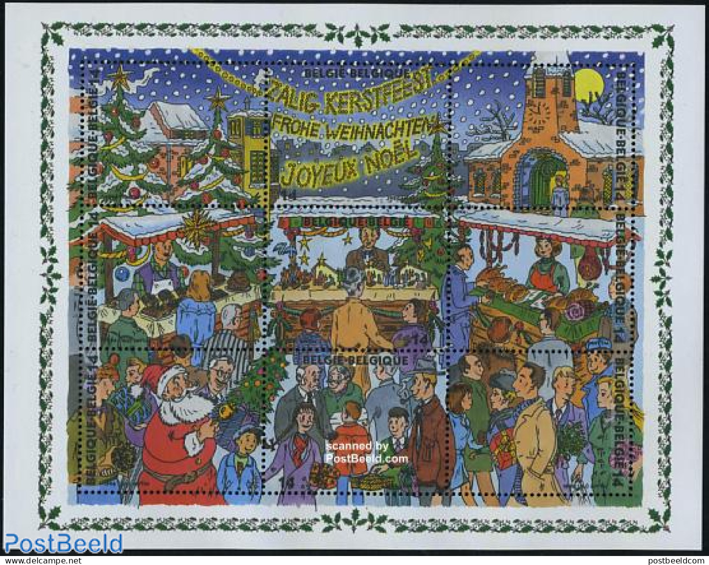 Belgium 1996 Christmas 9v M/s, Mint NH, Religion - Christmas - Ungebraucht