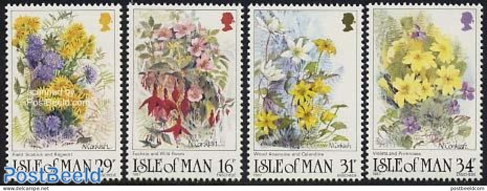 Isle Of Man 1987 Wild Flowers 4v, Mint NH, Nature - Flowers & Plants - Isola Di Man