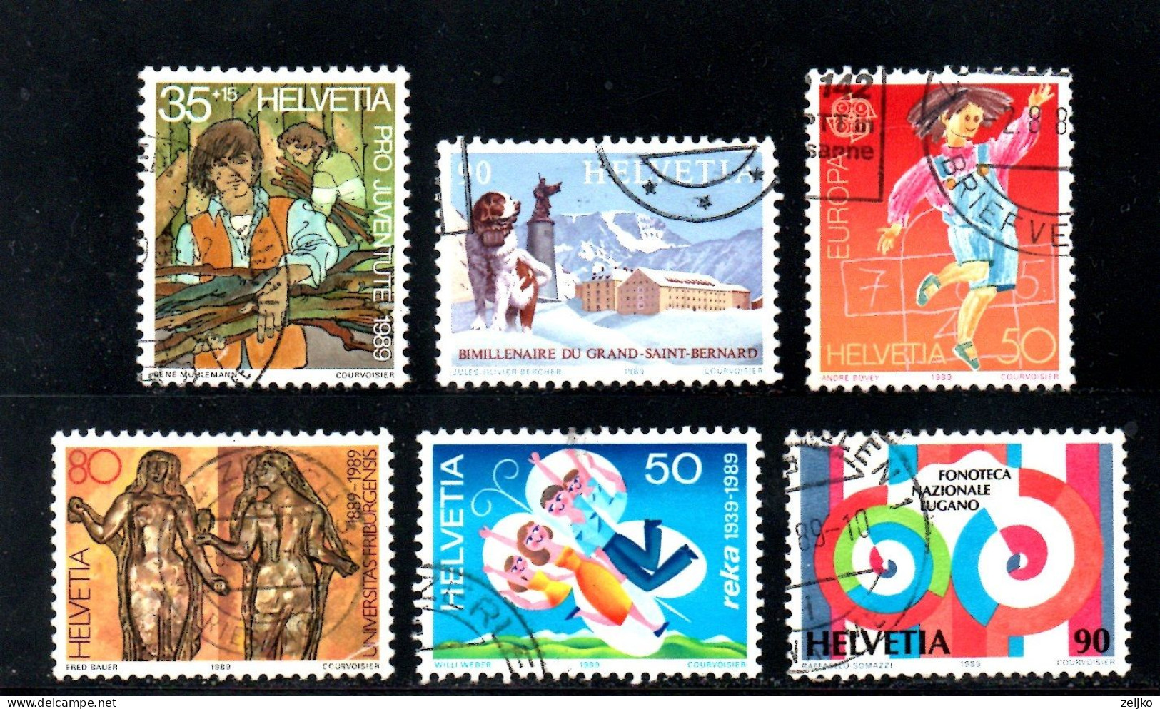 Switzerland, Used, 1989, Michel 1389, 1391,1398, 1399, 1400, 1405, Lot - Gebruikt