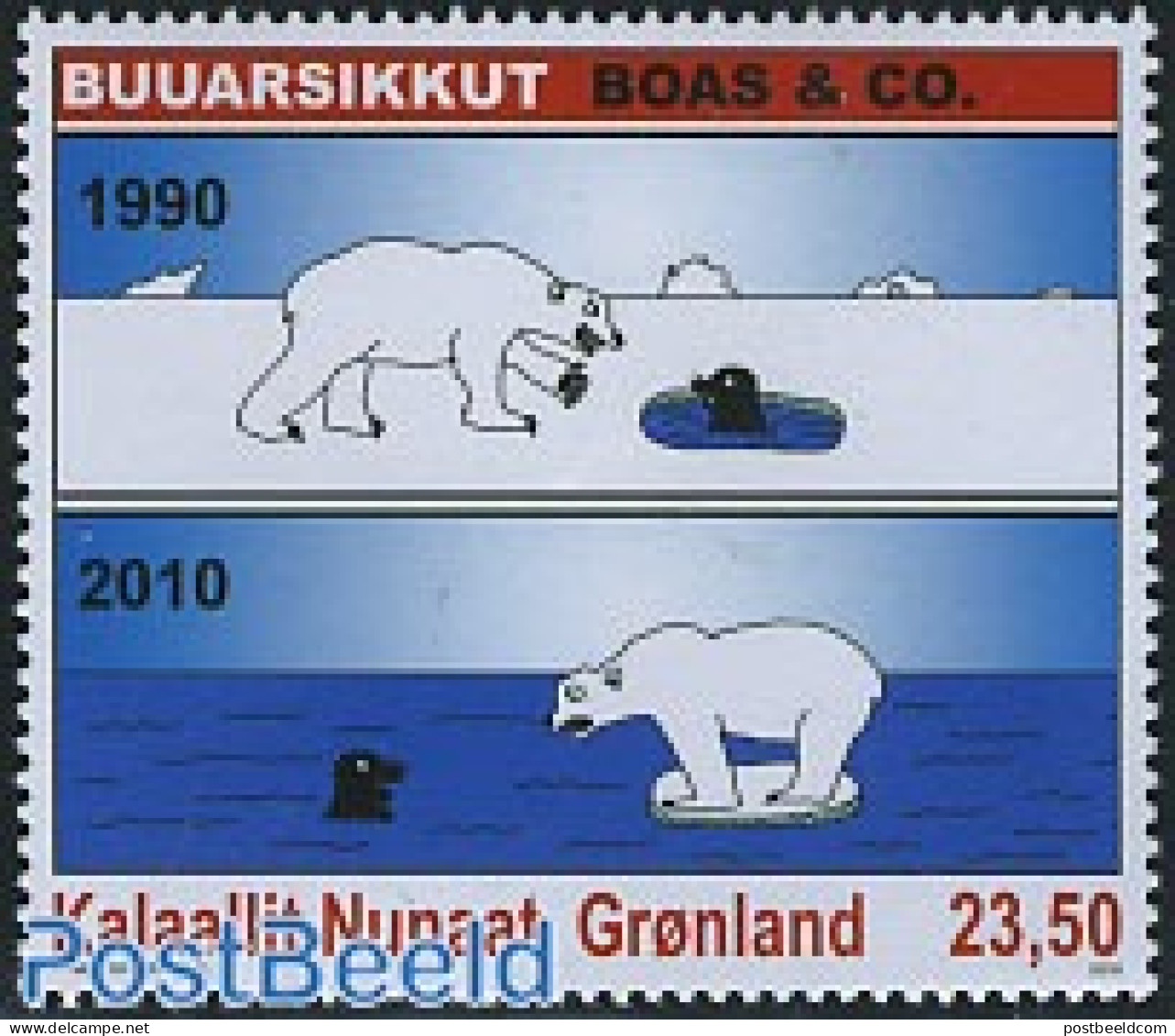 Greenland 2010 Global Warming 1v, Mint NH, Nature - Animals (others & Mixed) - Bears - Environment - Art - Comics (exc.. - Ungebraucht
