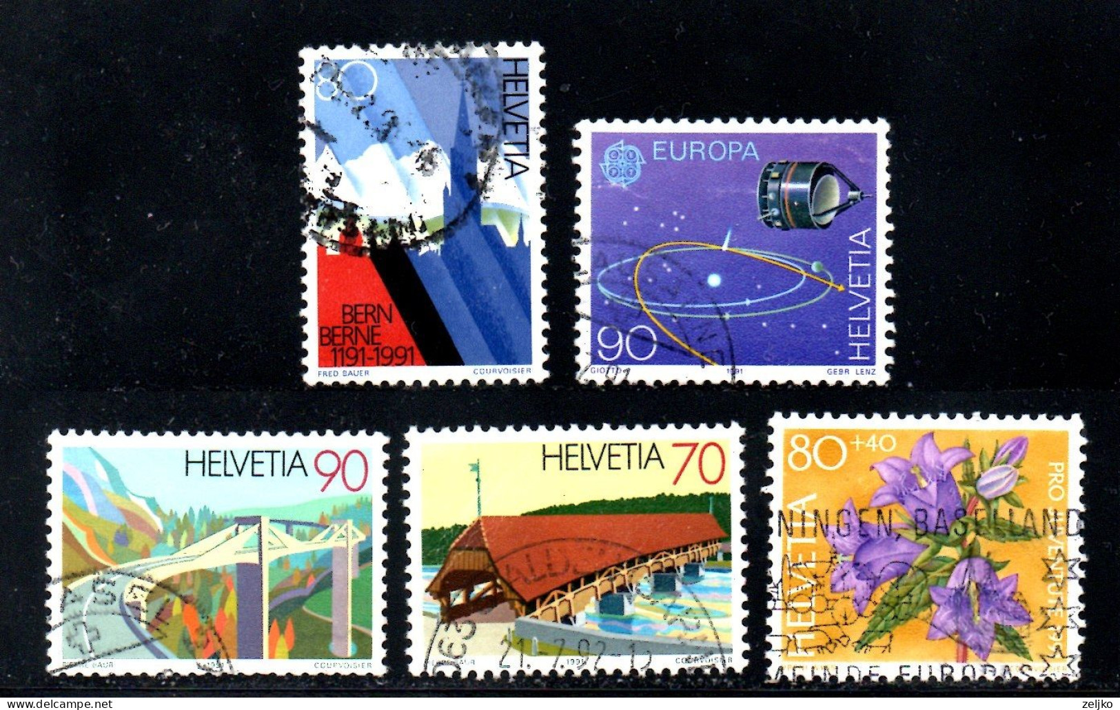 Switzerland, Used, 1991, Michel 1443, 1445, 1451, 1453, 1457, Lot - Usati