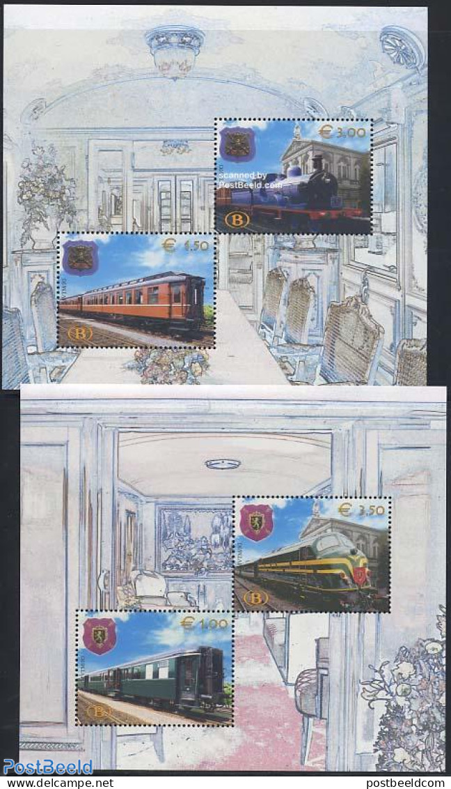Belgium 2003 Railway Stamps 2 S/s, Mint NH, Transport - Railways - Neufs
