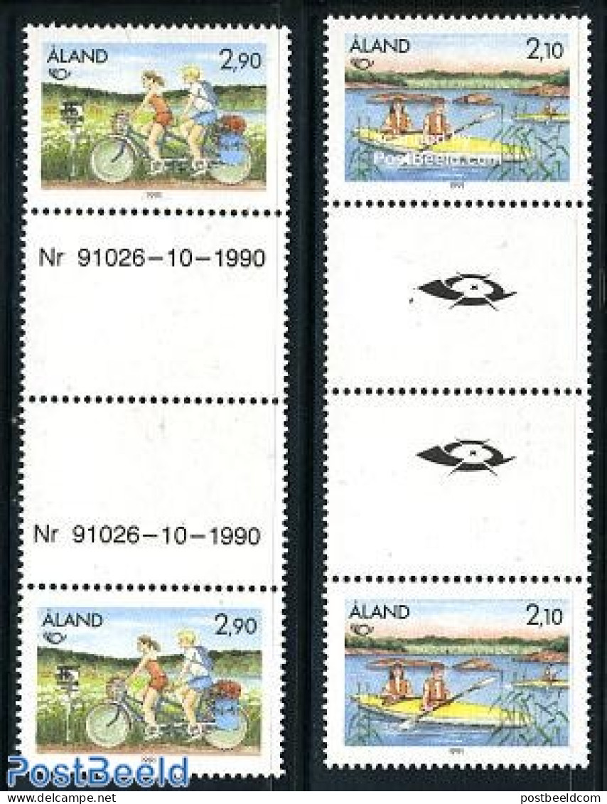 Aland 1991 Norden, Tourism 2v, Gutter Pairs, Mint NH, History - Sport - Transport - Various - Europa Hang-on Issues - .. - Idee Europee