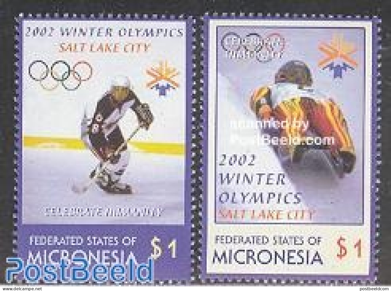 Micronesia 2002 Salt Lake City Olympics 2v, Mint NH, Sport - Ice Hockey - Olympic Winter Games - Hockey (Ice)