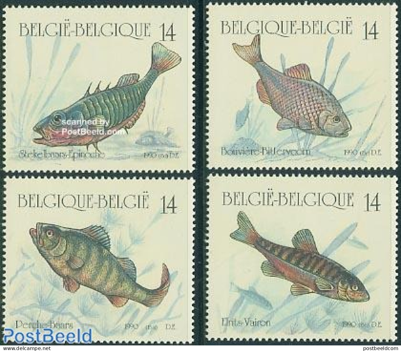 Belgium 1990 Fish 4v (from Booklet), Mint NH, Nature - Fish - Neufs
