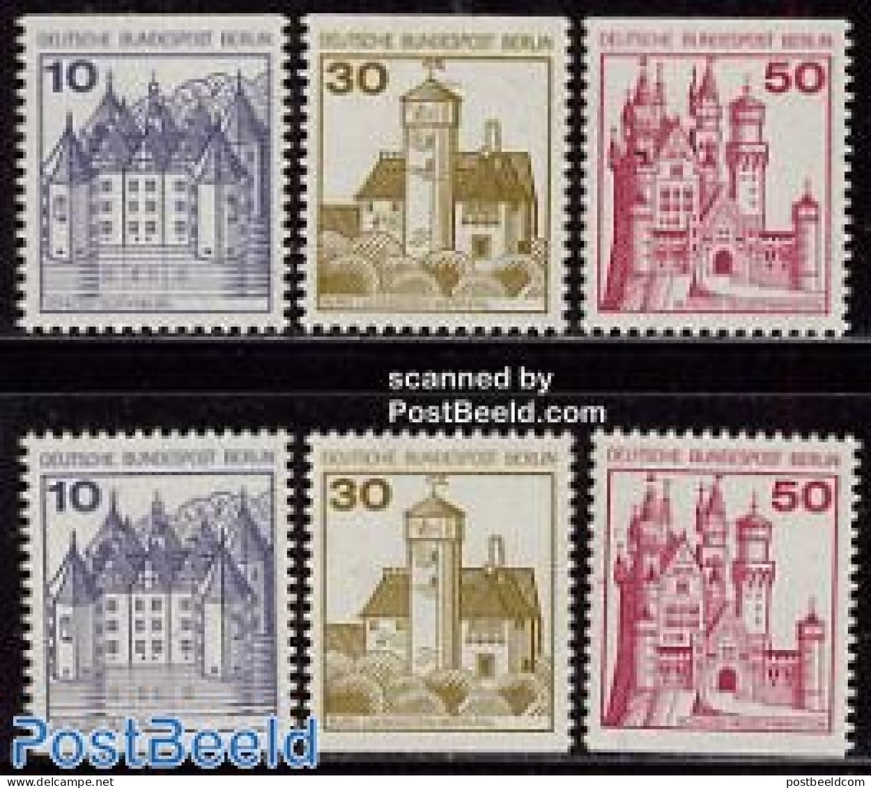 Germany, Berlin 1977 Definitives 6v From Booklets, Mint NH, Art - Castles & Fortifications - Unused Stamps