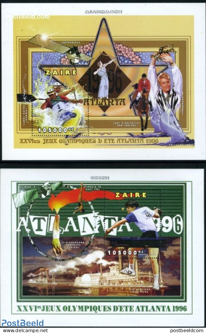 Congo Dem. Republic, (zaire) 1996 Olympic Games Atlanta 2 S/s, Mint NH, Sport - Transport - Kayaks & Rowing - Olympic .. - Aviron