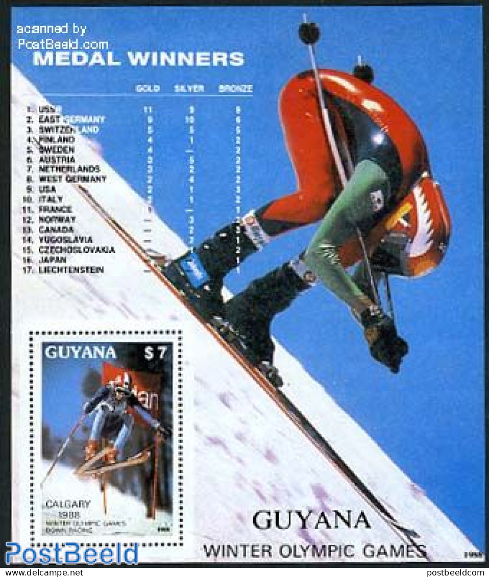 Guyana 1988 Olympic Winter Games S/s, Mint NH, Sport - Olympic Winter Games - Skiing - Ski