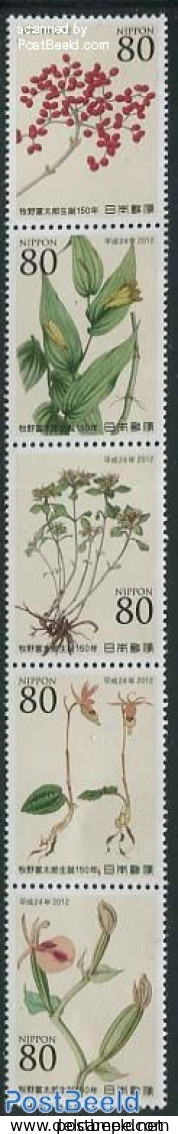 Japan 2012 Makino Tomitaro, Botanicus 5v [::::], Mint NH, Nature - Flowers & Plants - Neufs
