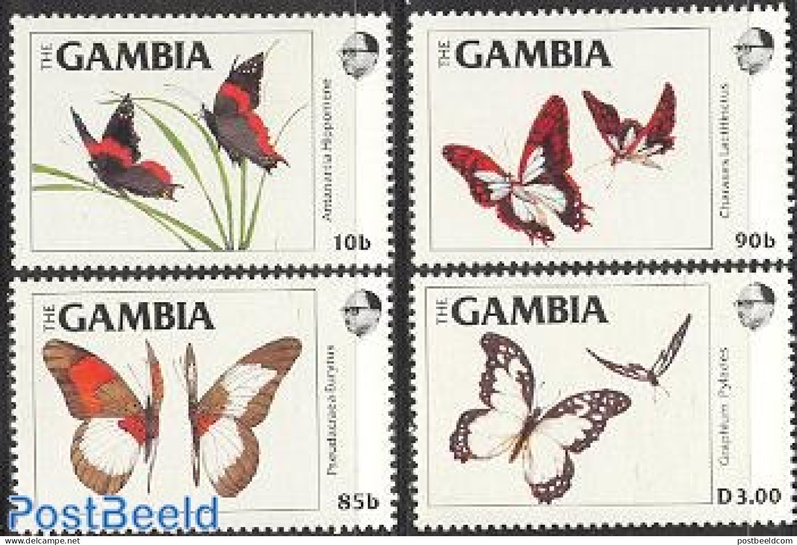 Gambia 1984 Butterflies 4v, Mint NH, Nature - Butterflies - Gambia (...-1964)