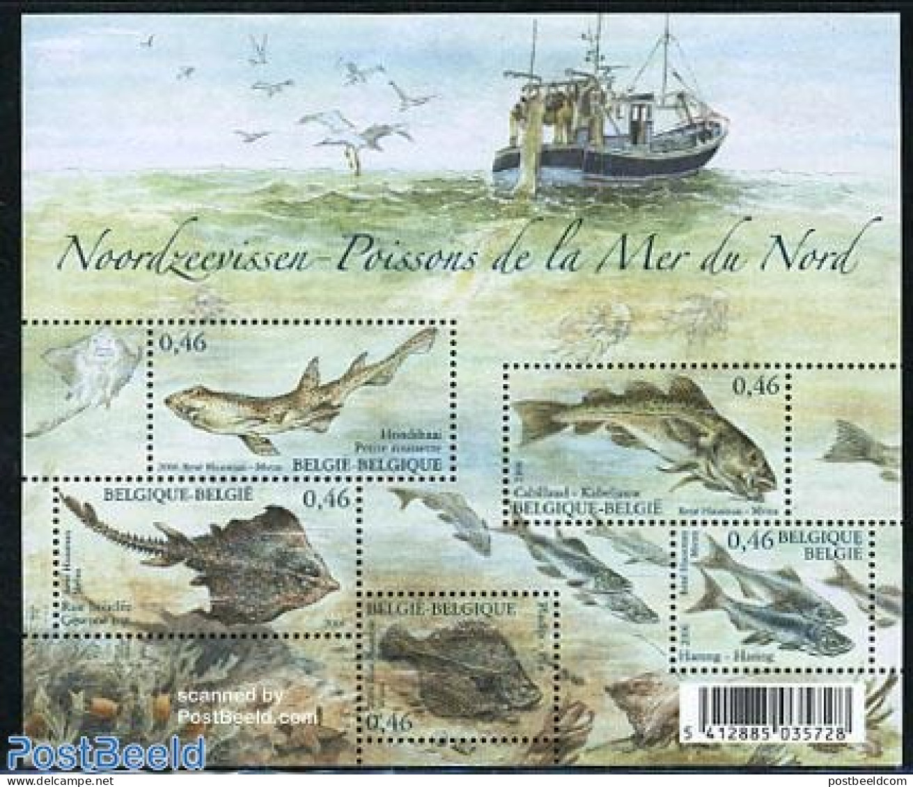 Belgium 2006 Northsea Fish S/s, Mint NH, Nature - Transport - Fish - Ships And Boats - Ongebruikt