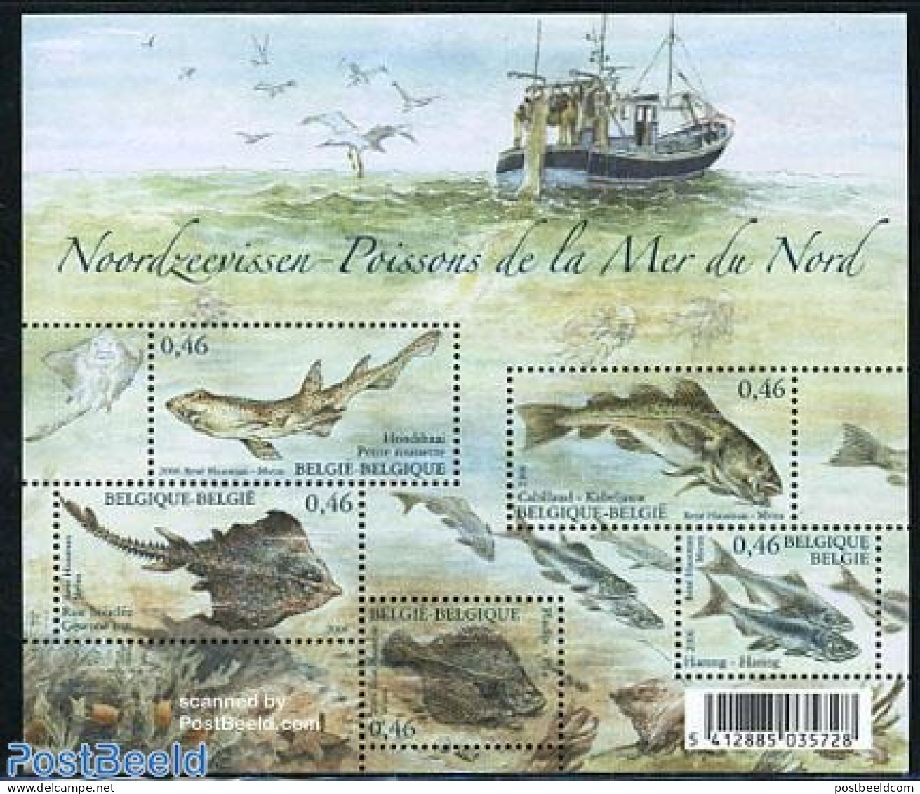 Belgium 2006 Northsea Fish S/s, Mint NH, Nature - Transport - Fish - Ships And Boats - Neufs