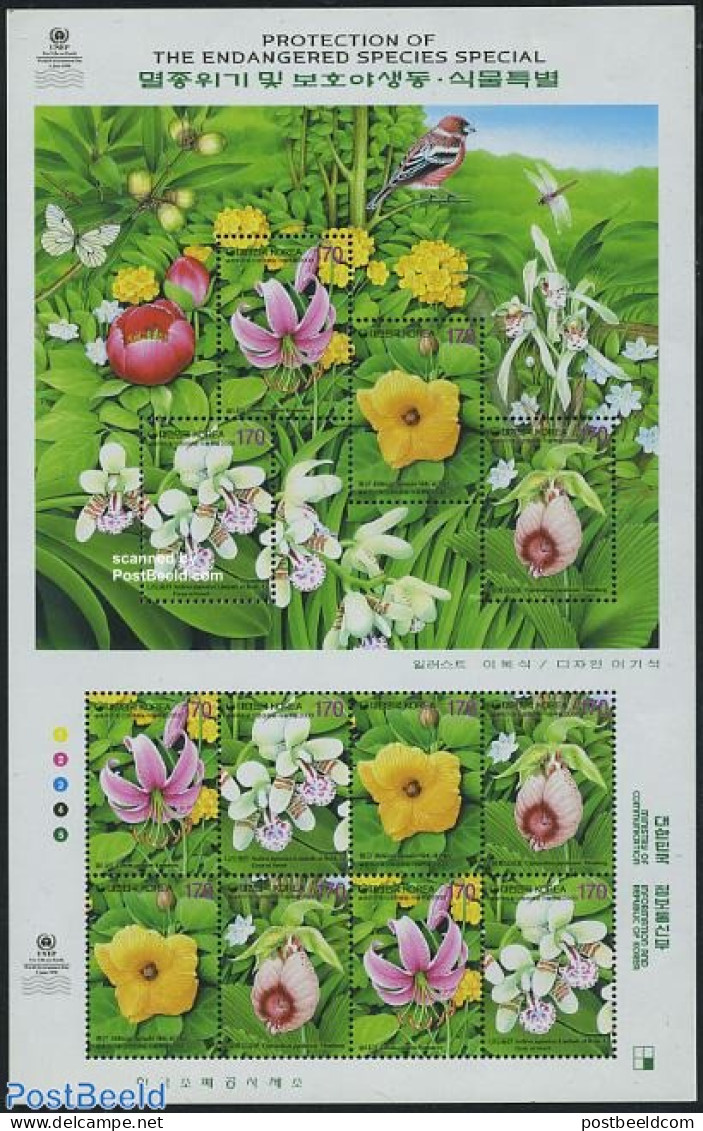 Korea, South 2000 Flower Protection M/s (with 3 Sets), Mint NH, Nature - Flowers & Plants - Corea Del Sur