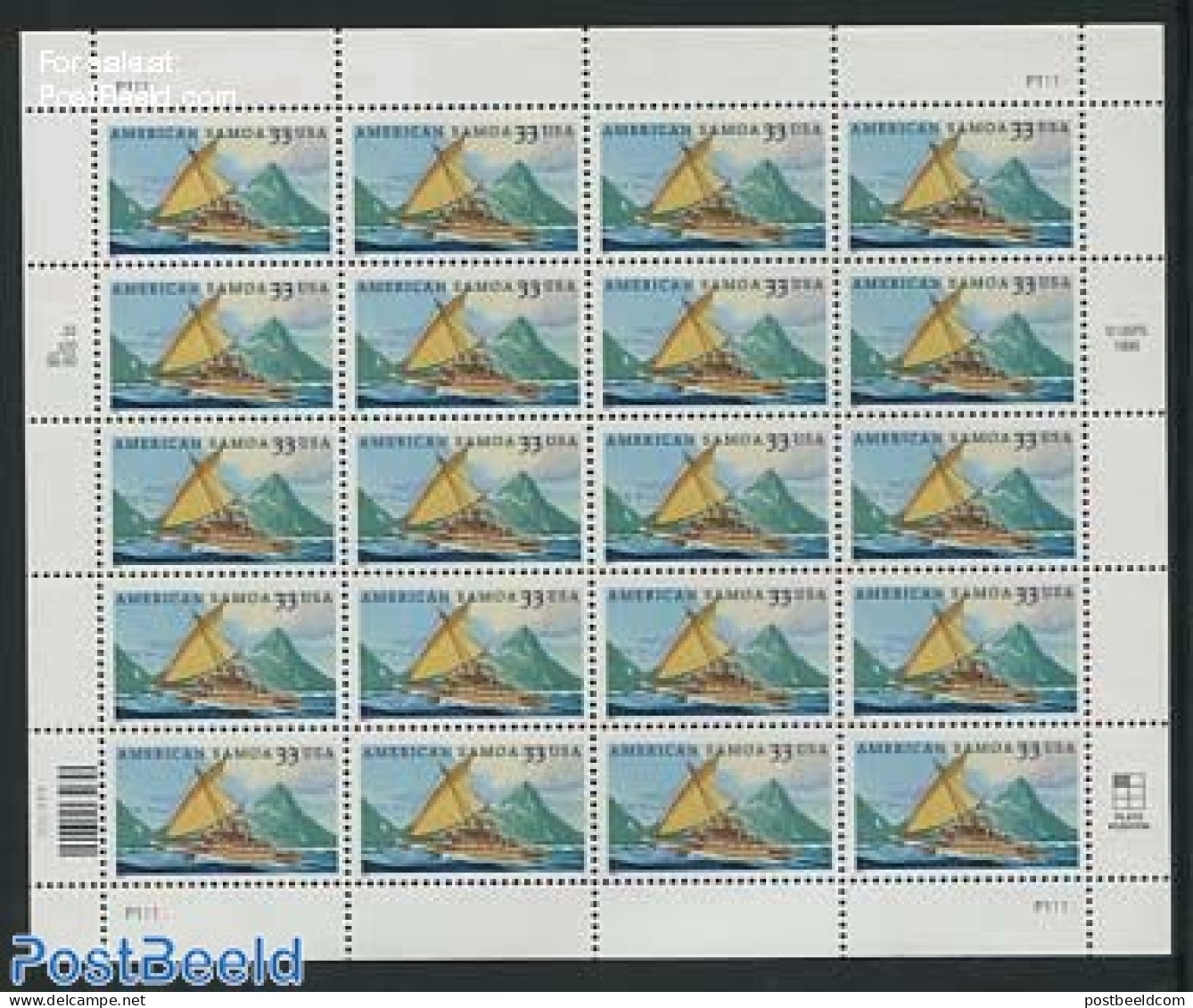 United States Of America 2000 American Samoa M/s, Mint NH, Transport - Ships And Boats - Nuovi