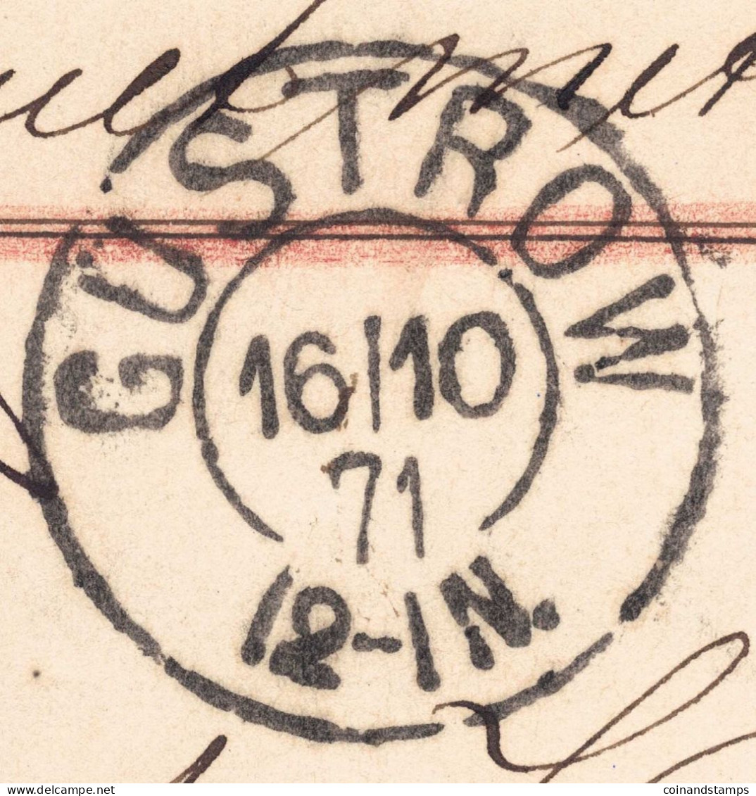 Norddeutscher Bund Paketbegleitbrief Güstrow 16.10.1871 Orig. Gelaufen Nach Gera, Aufgabezettel Type MS 1 B - Lettres & Documents