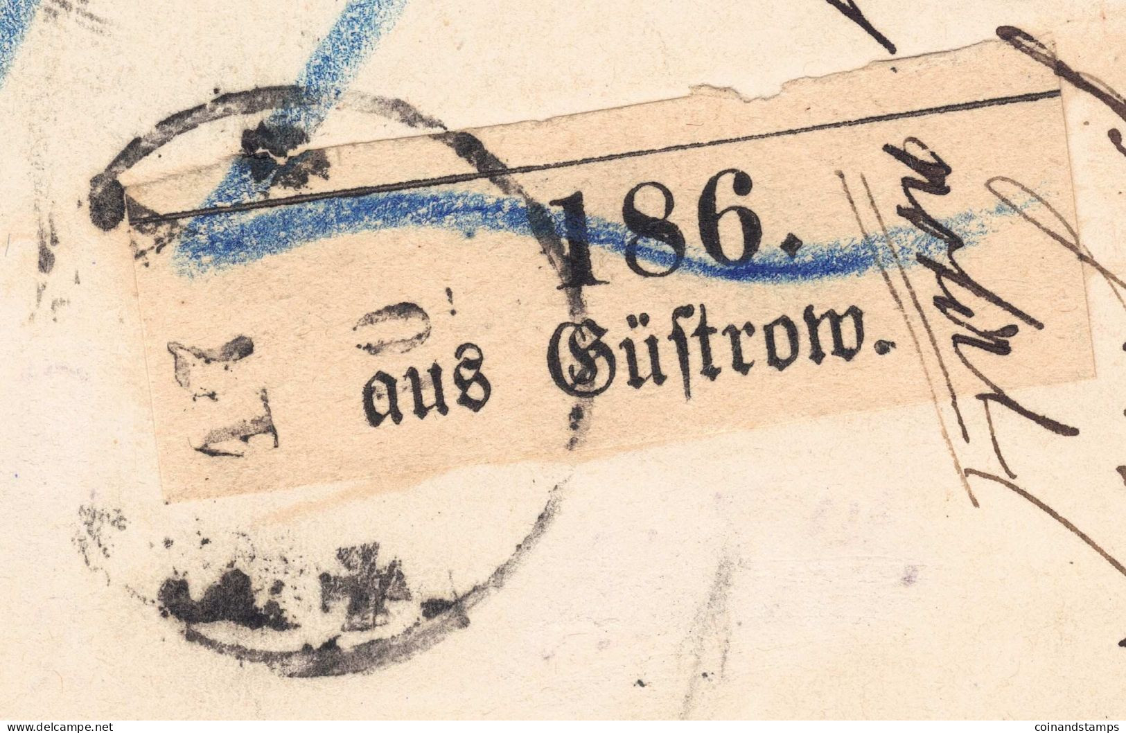 Norddeutscher Bund Paketbegleitbrief Güstrow 16.10.1871 Orig. Gelaufen Nach Gera, Aufgabezettel Type MS 1 B - Lettres & Documents