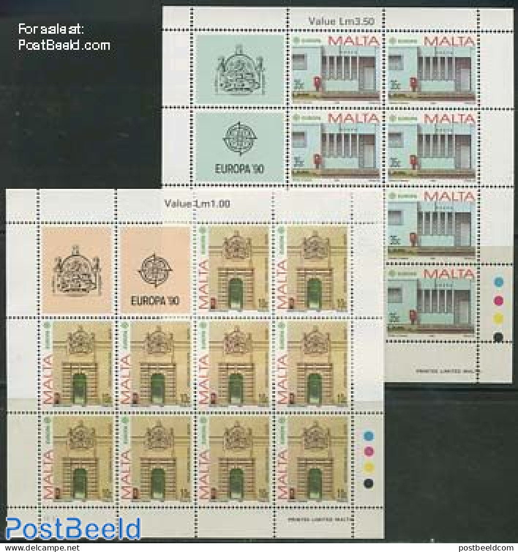 Malta 1990 Europa, Post Offices 2 M/ss, Mint NH, History - Europa (cept) - Post - Posta