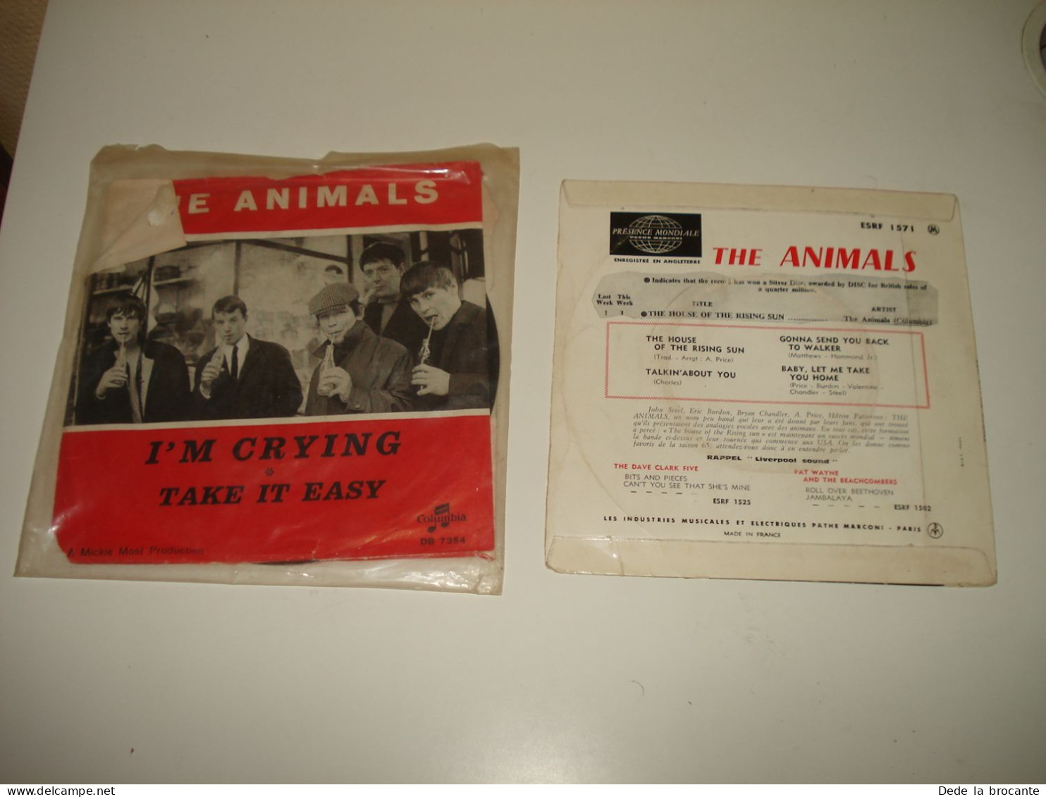 B14/  Lot De 1 SP  + 1 EP -  The Animals  - The House Of.. + I'm Crying --  VG+ - Rock