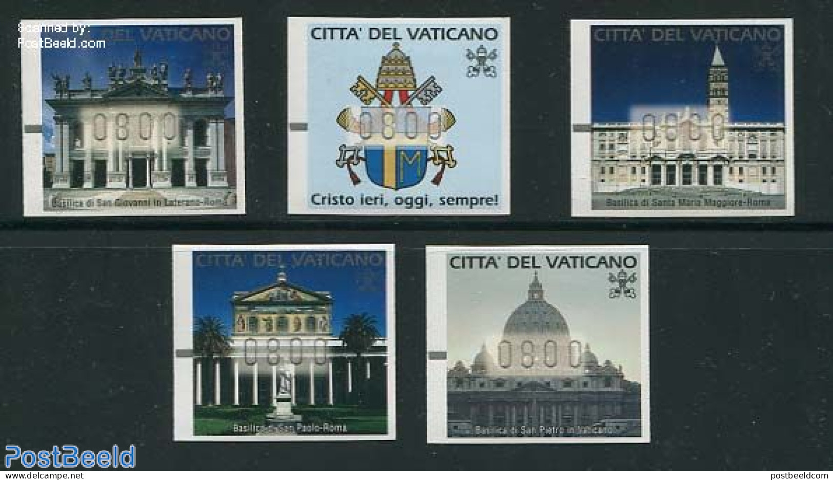 Vatican 2000 Holy Year, Automat Stamps 5v (face Value May Vary), Mint NH, History - Religion - Coat Of Arms - Churches.. - Ungebraucht