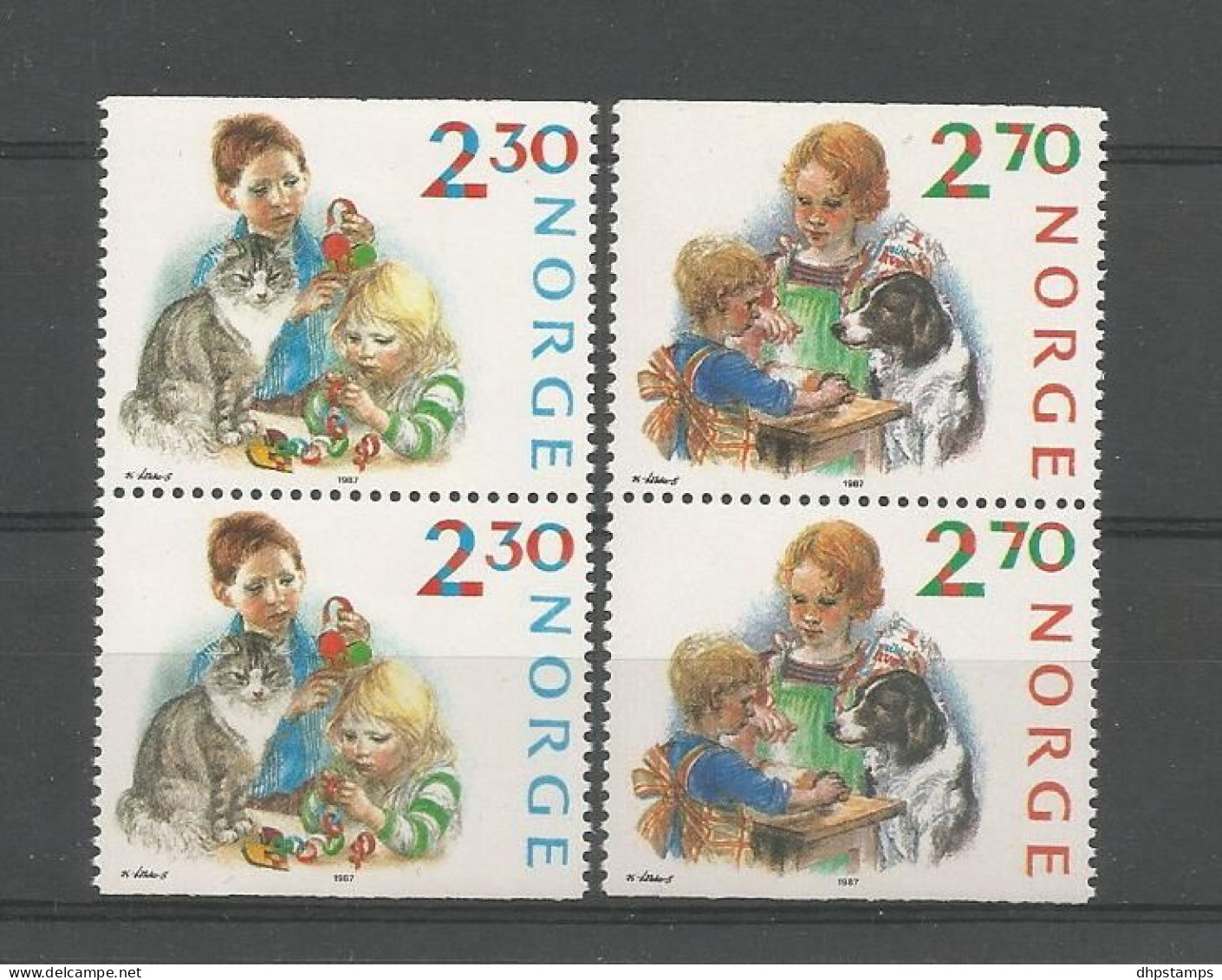 Norway 1987 Christmas Pair Y.T. 940a/941a ** - Unused Stamps