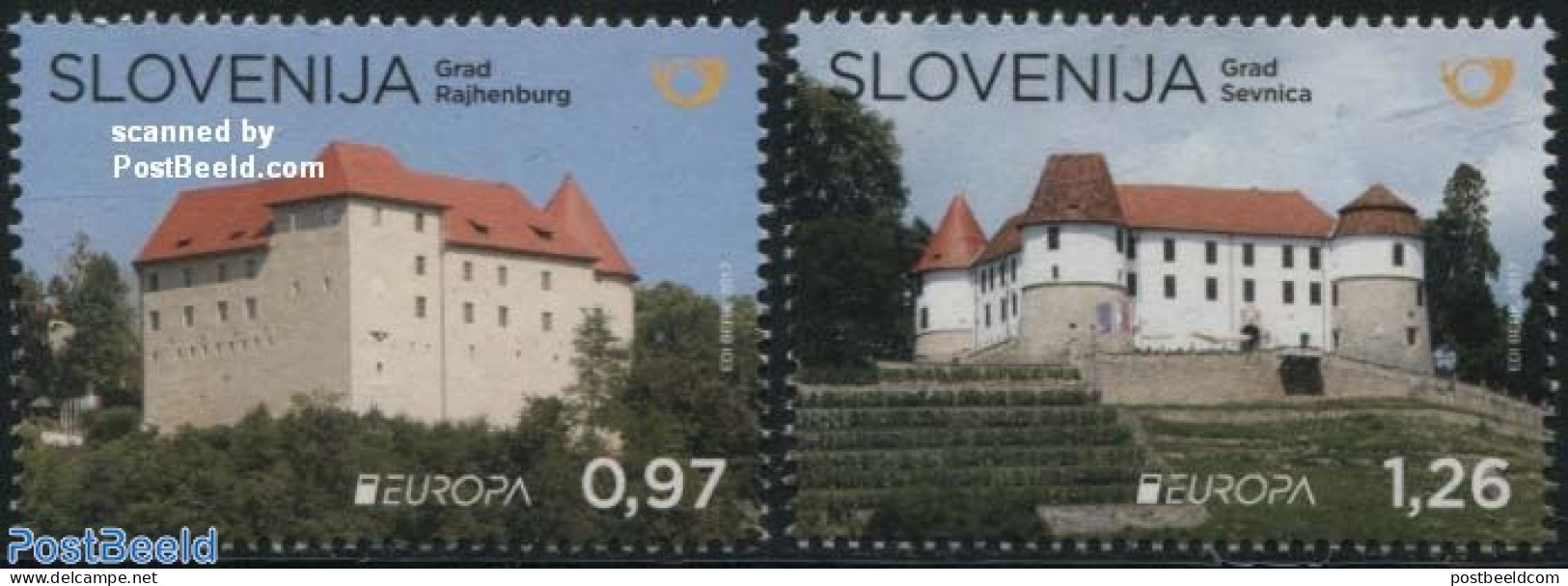 Slovenia 2017 Europa, Castles 2v, Mint NH, History - Europa (cept) - Art - Castles & Fortifications - Castelli